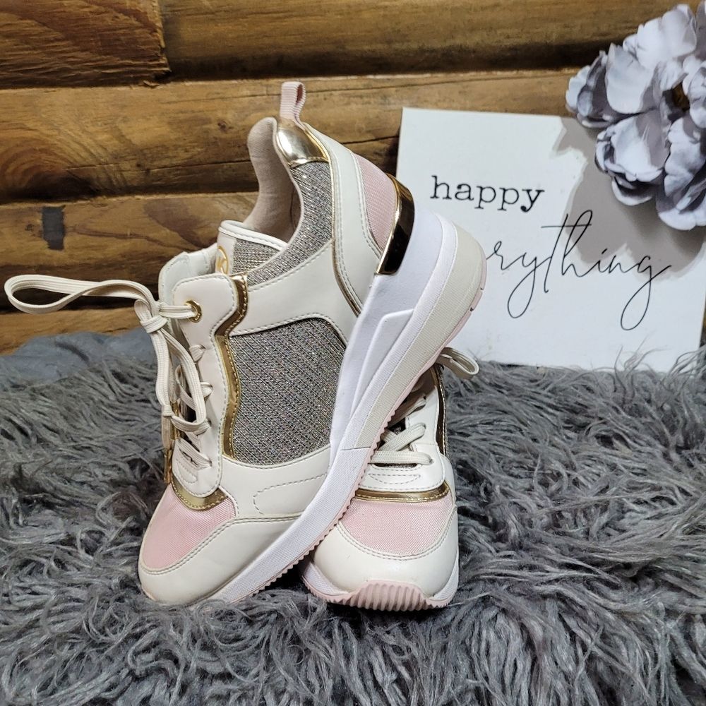 MICHAEL MICHAEL KORSGeorgie Leather and Chain-Mesh Trainer